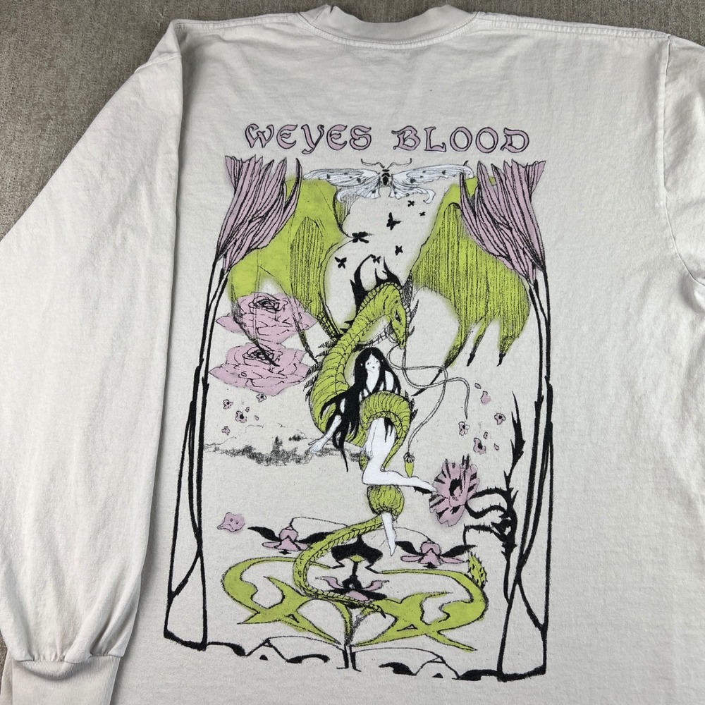 Weyes Blood Long Sleeve Shirt Mens XL White Dragon Rare 2023 Tour Tee Alt Indie
